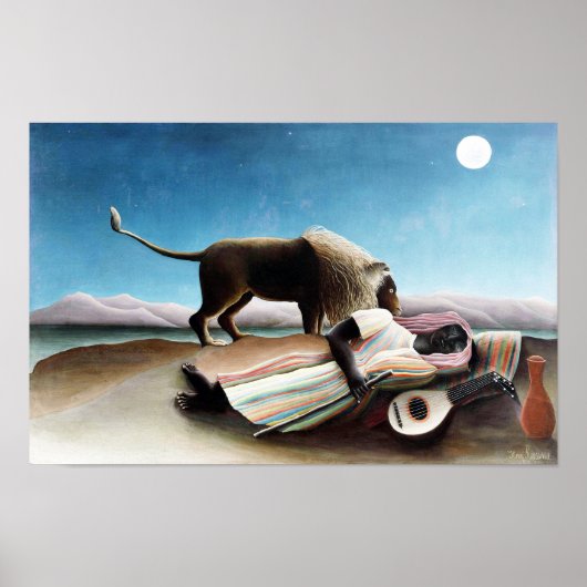 眠るジプシー、アンリ・ルソー(1897) ポスター (正面)