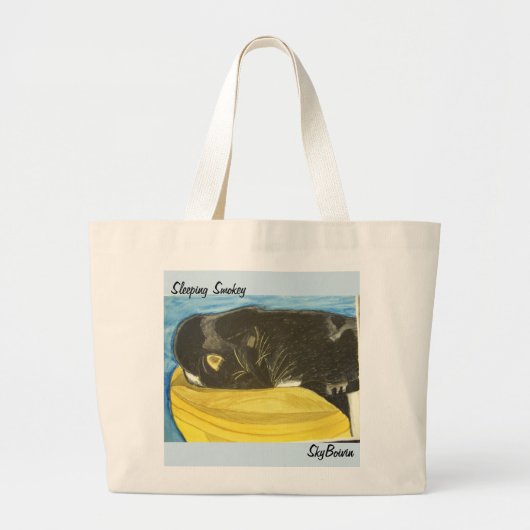 眠るスモーキーアートトート ラージトートバッグ (正面)