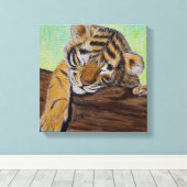 眠るタイガー絵画クブ キャンバスプリント (インサイチュ (ウッドフロア))