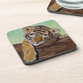 眠るタイガー絵画クブ コースター (左側)