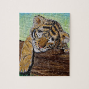 眠るタイガー絵画クブ ジグソーパズル