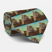 眠るタイガー絵画クブ ネクタイ (ロール)