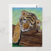 眠るタイガー絵画クブ ポストカード (正面/裏面)