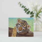 眠るタイガー絵画クブ ポストカード (スタンド正面)