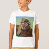 眠るタイガー絵画クブ Tシャツ (正面)