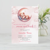 眠るテディベアームーンとバックガールベビーシャワー 招待状 (スタンド正面)