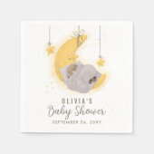 眠るテディベアームーンスターニュートラルベビーシャワー スタンダードカクテルナプキン (正面)