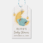 眠るテディベア男の子ムーンベビーシャワーありがとう ギフトタグ (正面)