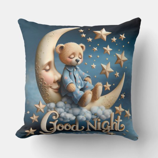 眠るテディベア クッション (正面)