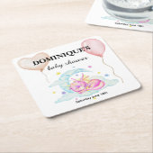 眠るドラゴンの夢 – 赤ちゃんシャワー スクエアペーパーコースター (アングル)