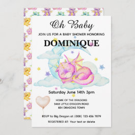眠るドラゴンドリームベビーシャワー招待状 招待状