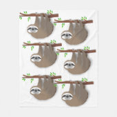 眠るナマケモノと広い目覚め茶色つるのナマケモノ フリースブランケット (正面)