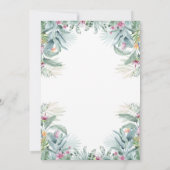 眠るナマケモノ熱帯花リーフベイビーシャワー 招待状 (裏面)