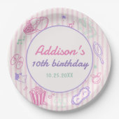 眠るパジャマパーティー女の子の誕生日 ペーパープレート (正面)
