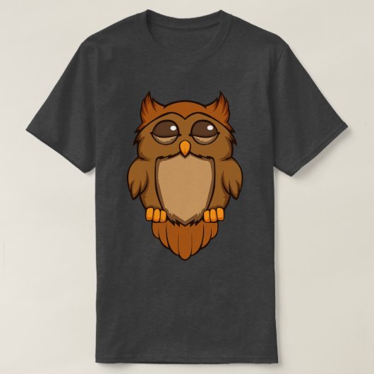 眠るフクロウかわいいフクロウ Tシャツ (デザイン正面)