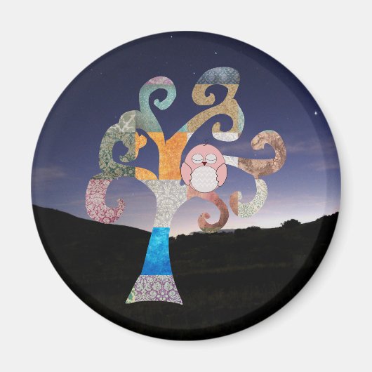 眠るフクロウ マグネット (正面)