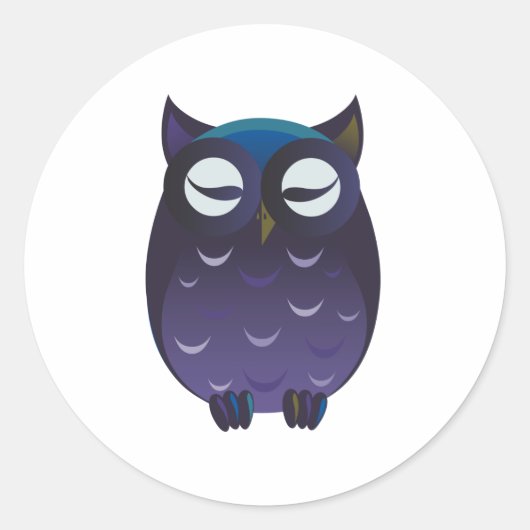 眠るフクロウ ラウンドシール (正面)