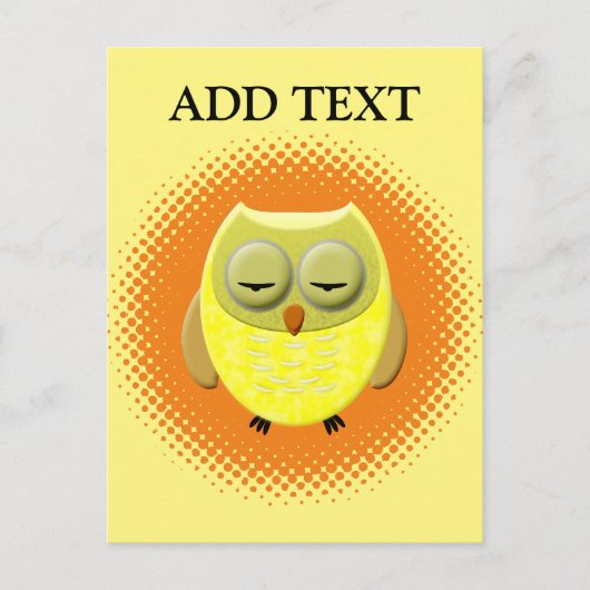 眠るベイビーオウル カートゥーン ポストカード (正面)