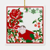 眠るベビーの初めてのクリスマスアートパーソナライズされた セラミックオーナメント (裏面)