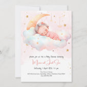 眠るベビーの月には、赤ちゃんシャワー 招待状 (正面)