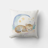眠るベビーヒョウBOHO名前子供部屋枕 クッション (正面)
