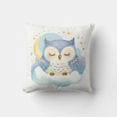 眠るベビーフクロウボホネーム子供部屋枕 クッション (正面)