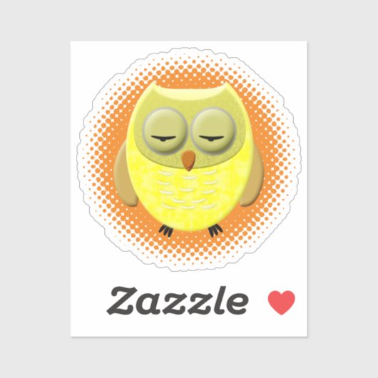 眠るベビーフクロウ漫画 シール (シート)