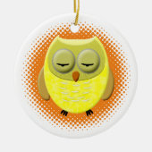 眠るベビーフクロウ漫画 セラミックオーナメント (正面)