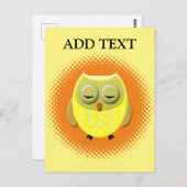 眠るベビーフクロウ漫画 ポストカード (正面/裏面)