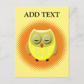 眠るベビーフクロウ漫画 ポストカード (正面)