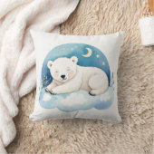 眠るベビーポーラーベアボホネーム子供部屋枕 クッション (ブランケット)