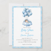 眠るベビー雲の少年の赤ちゃんシャワー 招待状 (正面)