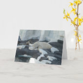 眠るホッキョクグマ カード (黄色い花)