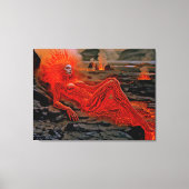 "眠るマグマ" – 火山女性ポートレート キャンバスプリント (正面)