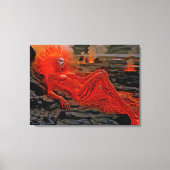 "眠るマグマ" – 火山女性ポートレート キャンバスプリント (正面)