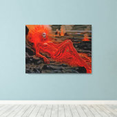 "眠るマグマ" – 火山女性ポートレート キャンバスプリント (インサイチュ (ウッドフロア))