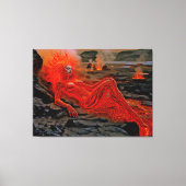 "眠るマグマ" – 火山女性ポートレート キャンバスプリント (正面)