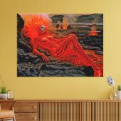 "眠るマグマ" – 火山女性ポートレート キャンバスプリント (インサイチュ (リビング))