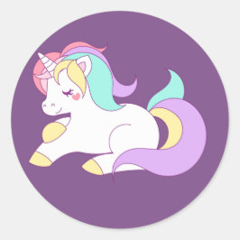 眠るユニコーンのシール ラウンドシール