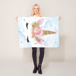 眠るユニコーン毛布 フリースブランケット