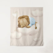 眠るライオンの仮想シャワー背景 タペストリー (正面)