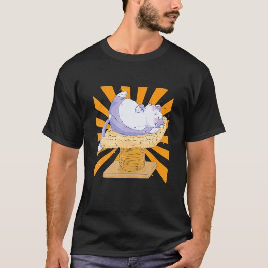 眠るリー猫の爪とぎ Tシャツ (正面)