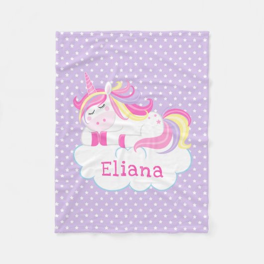 眠る一角パーソナライズされた獣(ユニコーン)キッズフリース投げ フリースブランケット (正面)