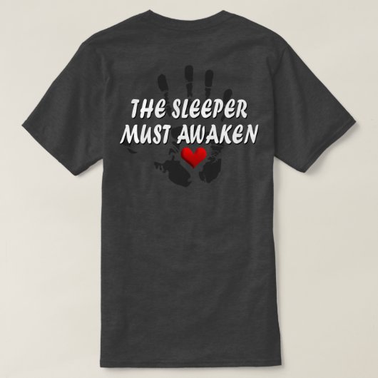 眠る人は#2aを覚醒させなければなりません tシャツ (デザイン裏面)