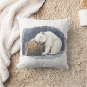 眠る北極熊水彩画 クッション (ブランケット)