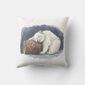 眠る北極熊水彩画 クッション (裏面)
