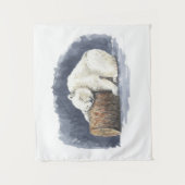 眠る北極熊水彩画 タペストリー (正面)