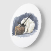眠る北極熊水彩画 ラージ壁時計 (傾斜)