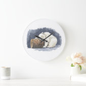 眠る北極熊水彩画 ラージ壁時計 (ホーム)