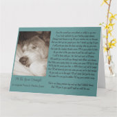 眠る古い秋田犬の動物の悔やみや弔慰詩の大 カード (黄色い花)